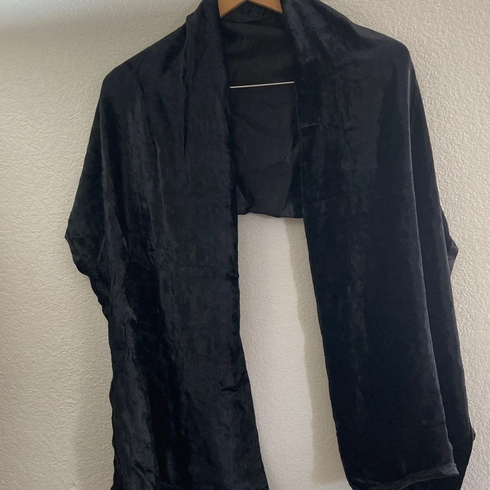 Black crushed velvet Women's Scarf with silky lining whimsigoth glamour dramatic